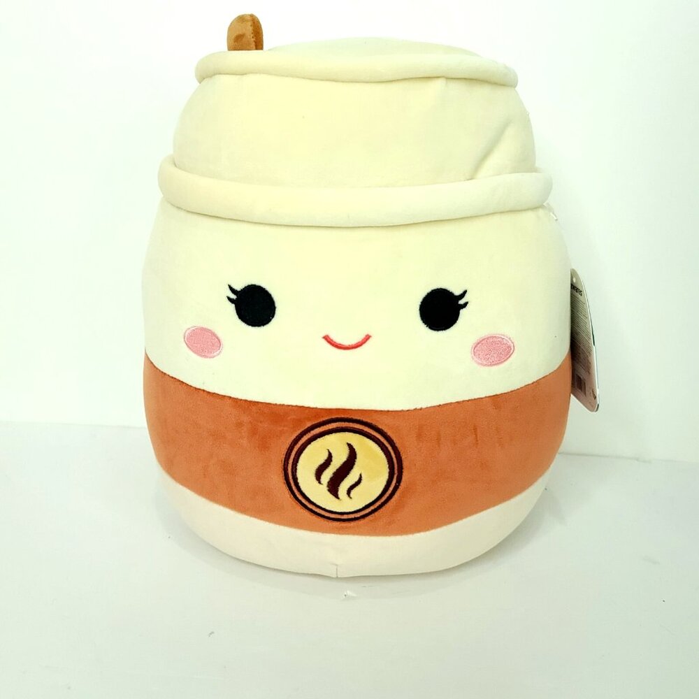 Squishmallow Renne To Go Coffee Latte Cup Mug Brown Straw 11" Plush Stuffed